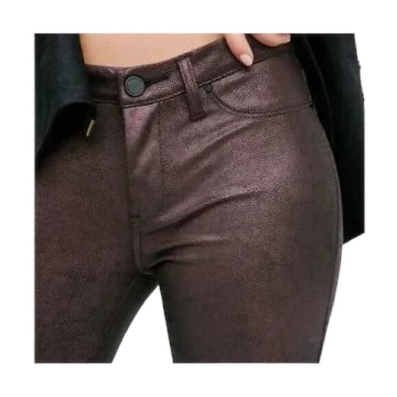 FREE PEOPLE Burgundy Sparkle Skinny Jeans - Size 24 - Picture 2 of 9